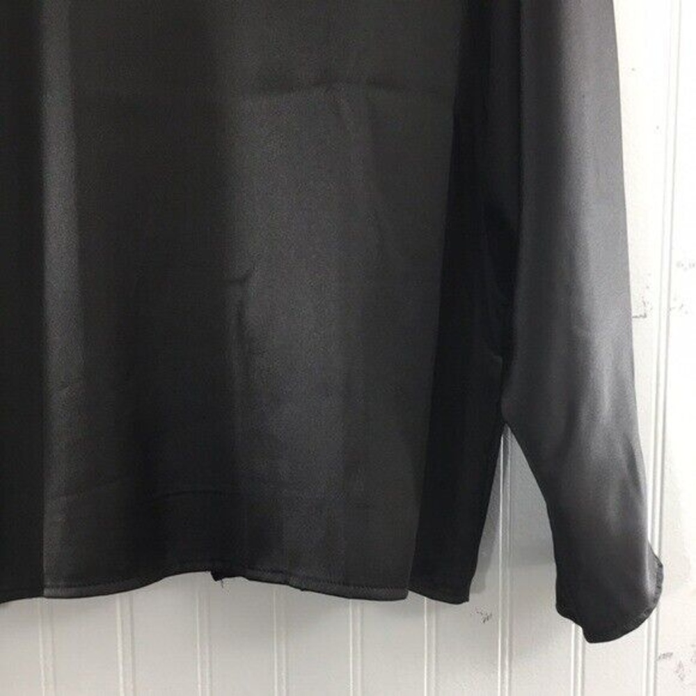Asos‎ Black Wrap Back Top Womens 14 Dolman Long Sleeve Tee Open Split Back - Picture 3 of 12